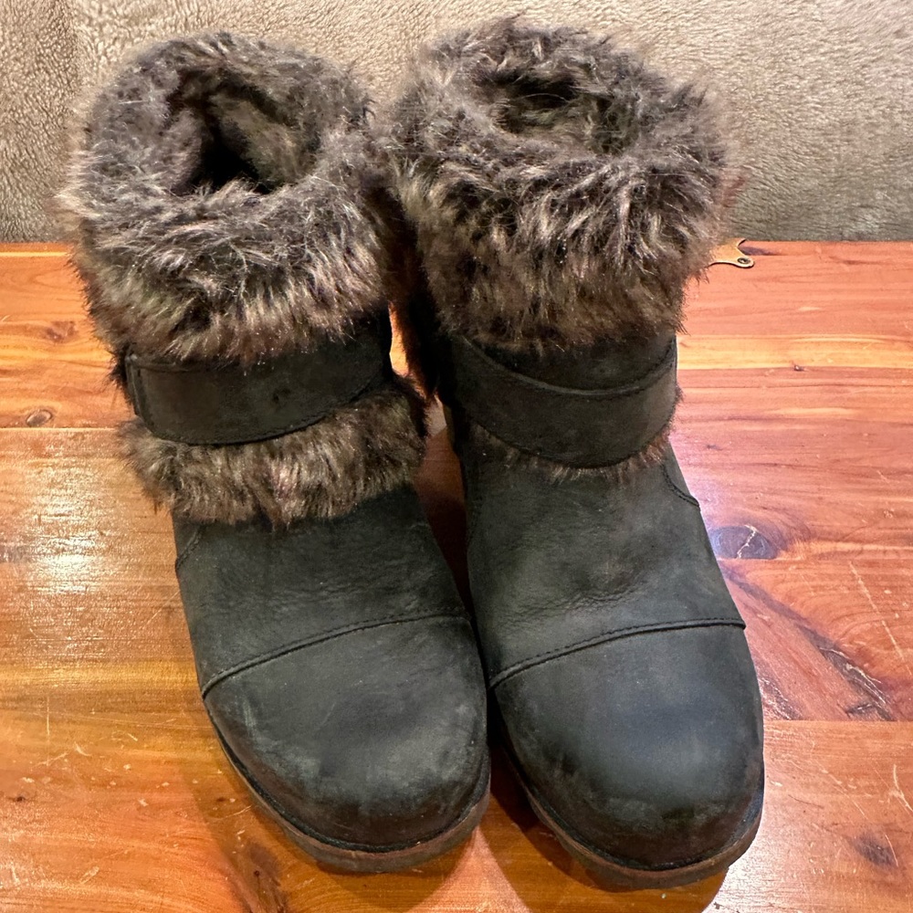 Sorrel wedges with fur 8.5